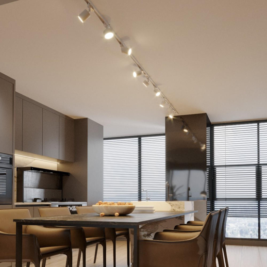 Binario trifase 294cm bianco con faretti gu10 gx53 orientabili